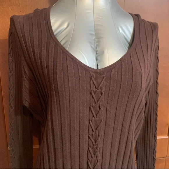 Belldini Chocolate Ribbed Knit Top - Picture 5 of 11